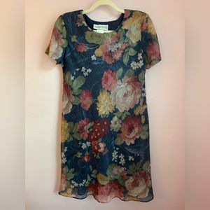 Navy blue floral dress